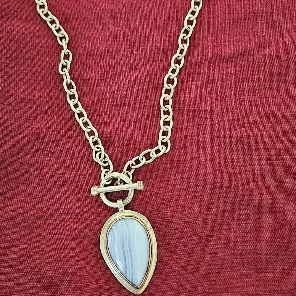Sterling Silver choker necklace, with stone pendant